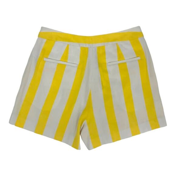L'Agence Vittoria Yellow Striped Pleated Flat Front Shorts Size 6 NWT $310 MSRP - Picture 6 of 6